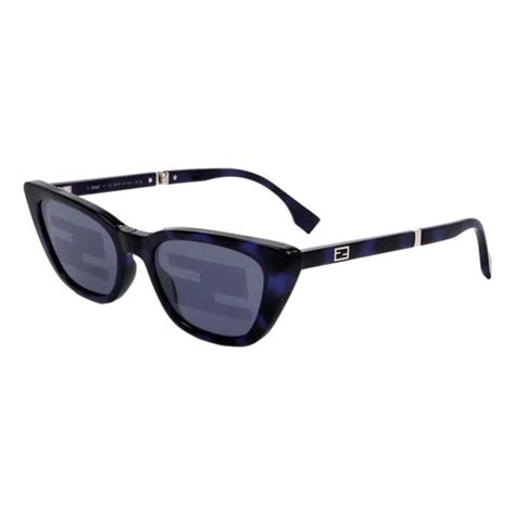 Fendi Women's Injected Touch of FF Blue Havana Sunglasses.